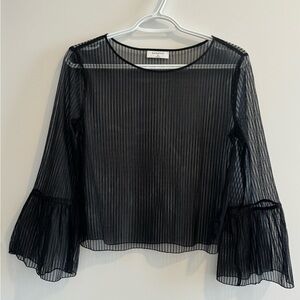 Aritzia Babaton Humbert Blouse Black Mesh Top Size XS Shell